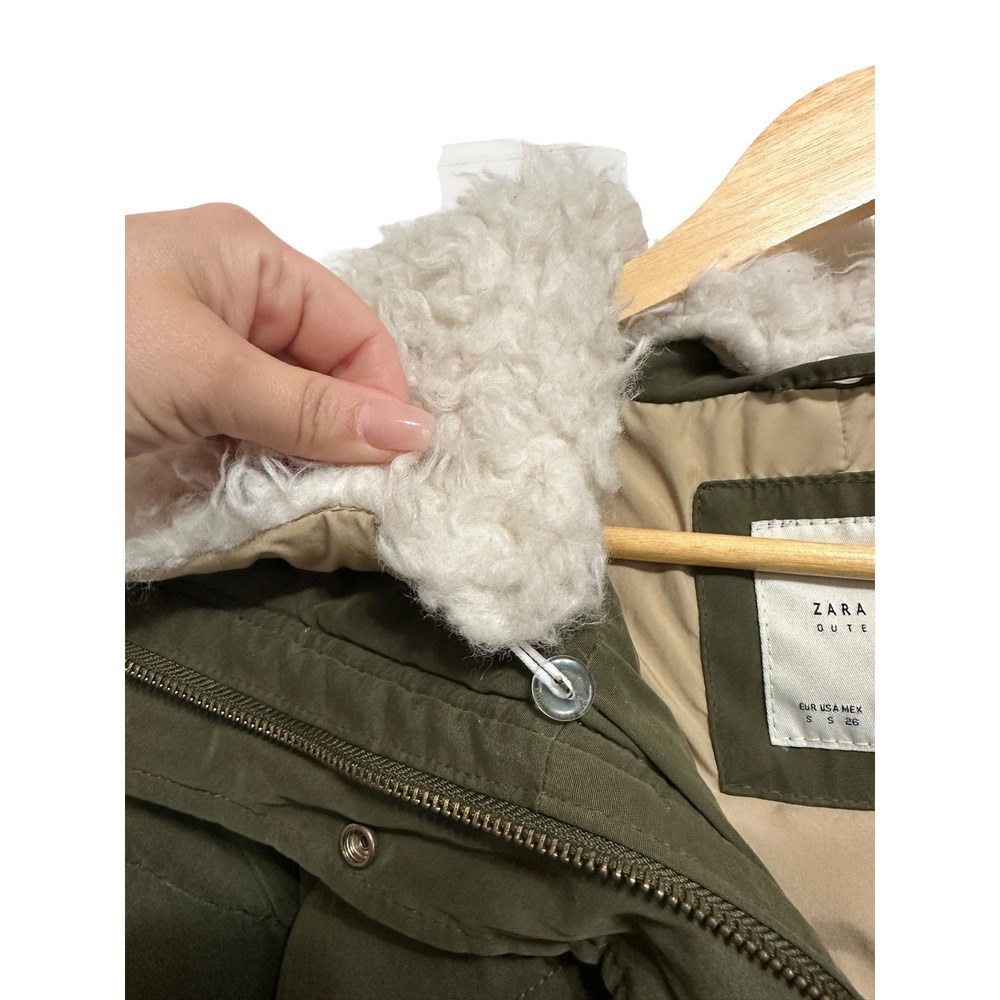 Zara Basic Outerwear Cropped Puffer Jacket Fur Ol… - image 5
